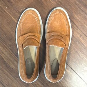 Patina Platform Tan Suede Loafers